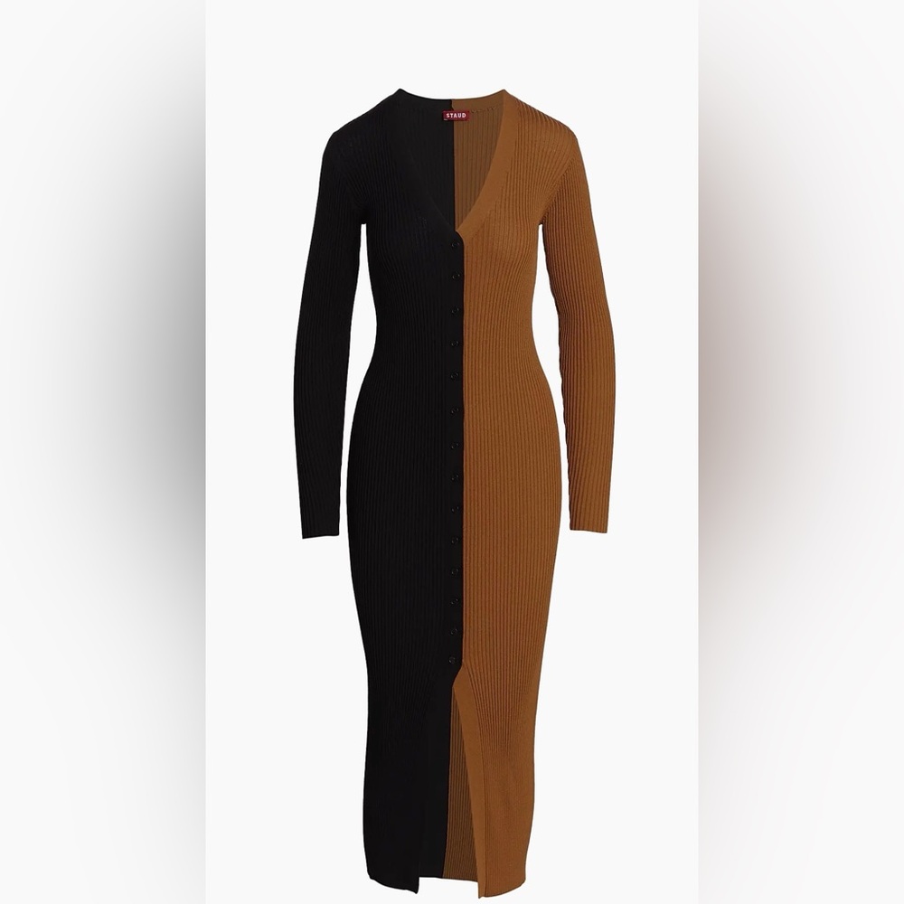 STAUD Shoko Black and Brown Dress - XS